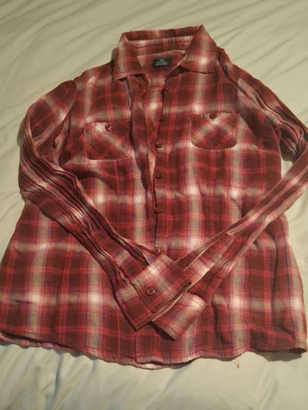 Faded Glory Red And Pink Flannel Shirt